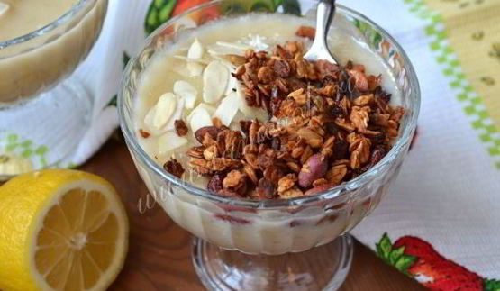 бананово-грушевый десерт с кокосовым молоком