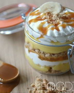 Банановый десерт с карамелью