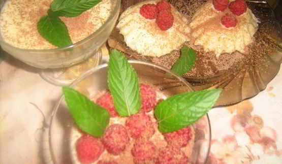 йогуртово-медовая панна котта с малиной