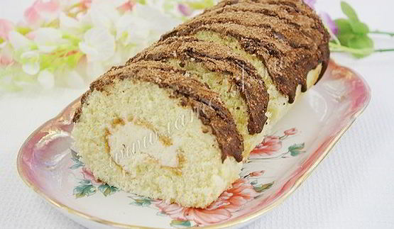 бисквитный рулет с кремом