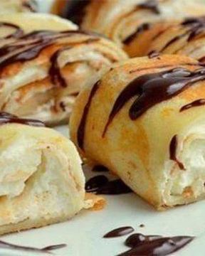 Рулетики из блинов с нежным кремом