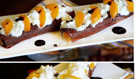 шоколадные блинчики с творожным кремом и бананом