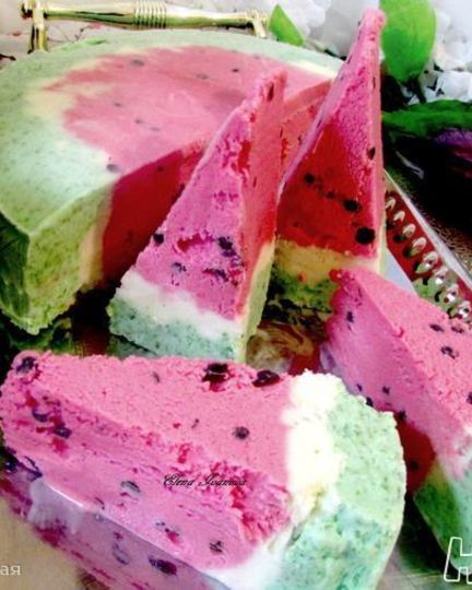 Рецепт торта-мороженого арбуз