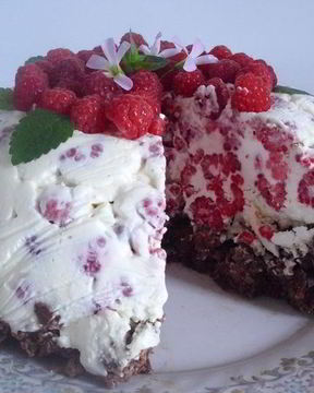 Торт-мороженое с малиной