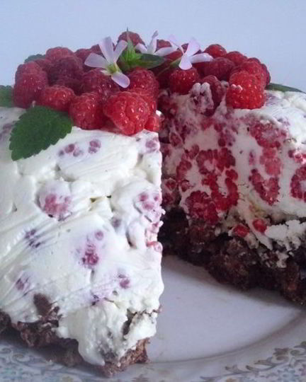 Рецепт торта-мороженого с малиной