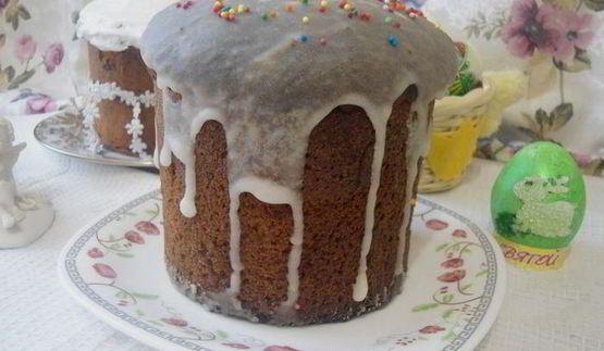 миндальный кулич с лимонной глазурью