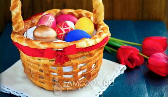 пасхальная корзинка из теста