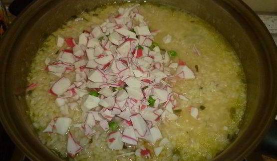 аранчини с горошком и крабовым мясом