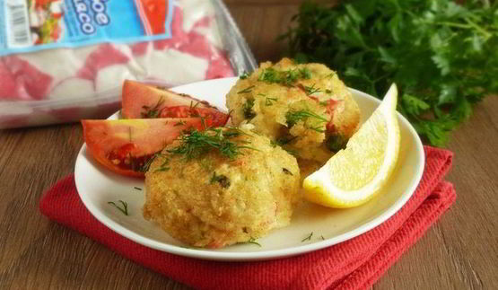 аранчини с горошком и крабовым мясом