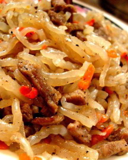 Рецепт чапче — крахмальной лапши с овощами и говядиной