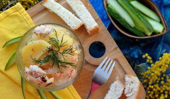 картофель с курицей и адыгейским сыром