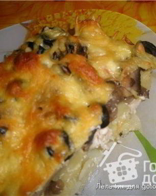 Картофель с курицей под вкусной шубкой