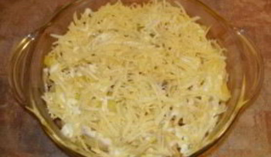 картофель с шампиньонами и сыром в духовке