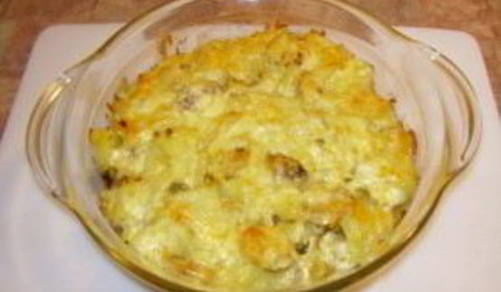 картофель с шампиньонами и сыром в духовке