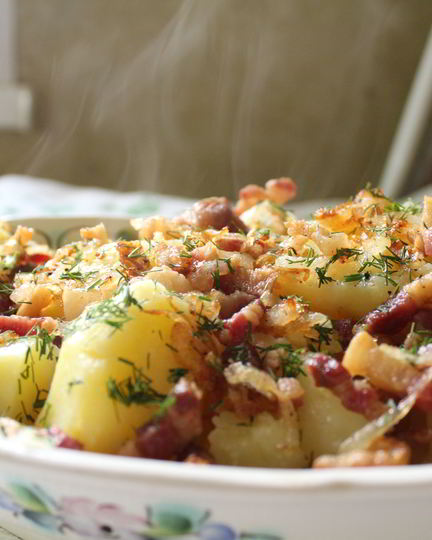 Рецепт картофеля со шкварками