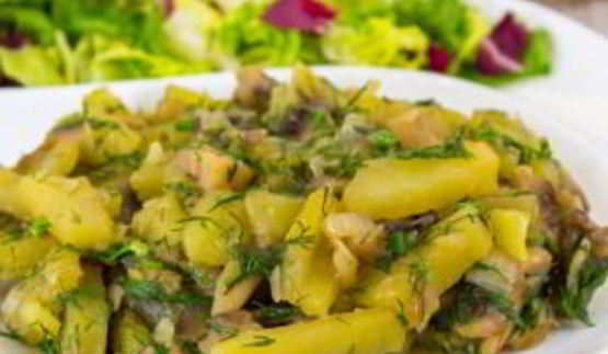 картофель, жаренный с грибами