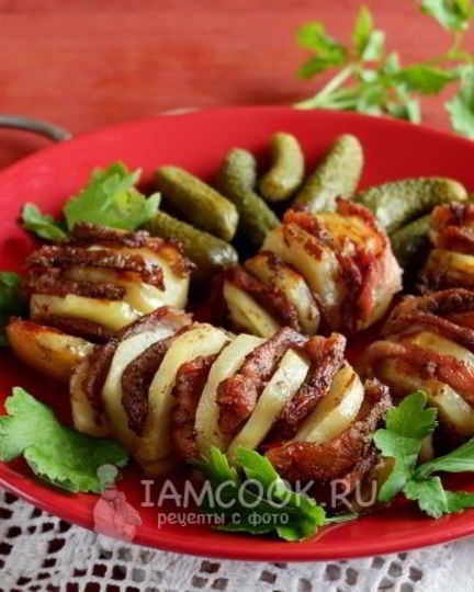 Рецепт картошки-гармошки с мясом в духовке