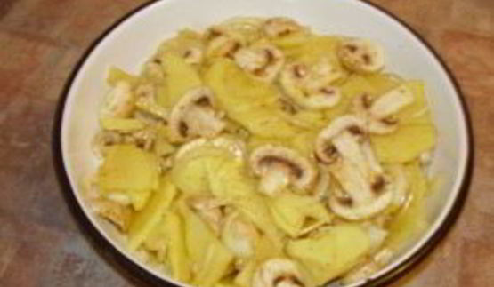 картошка с грибами и сыром в духовке