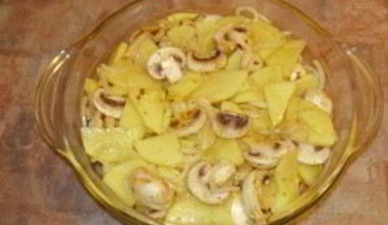 картошка с грибами и сыром в духовке