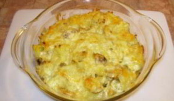 картошка с грибами и сыром в духовке