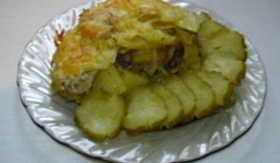 картошка с грибами и сыром в духовке