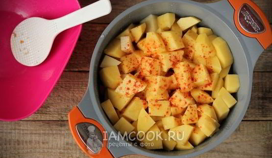 картошка с куриными сердечками