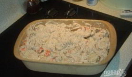 картошка с курицей и грибами в духовке