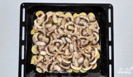 картошка с шампиньонами и сыром в духовке