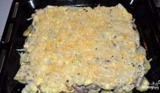 картошка с шампиньонами и сыром в духовке