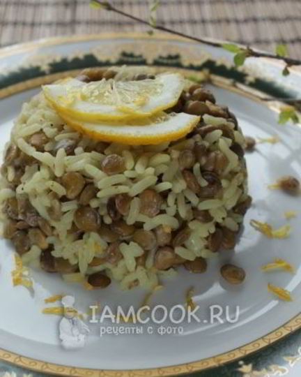Рецепт лимонного риса, жареного с чечевицей