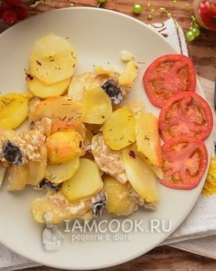 Рецепт постной картошки с грибами в духовке