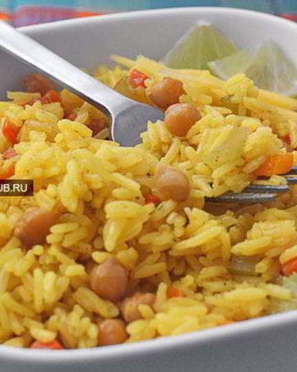 Рецепт постного риса с овощами и нутом