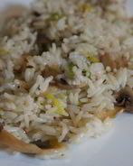 Рис басмати с грибами и луком пореем