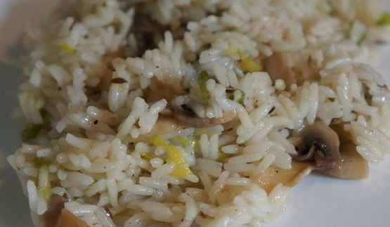 рис басмати с грибами и луком пореем