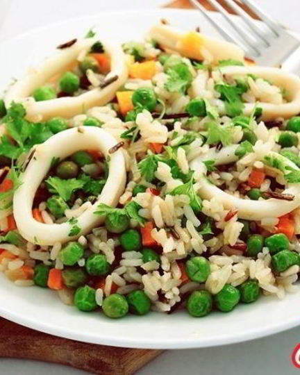 Рецепт риса с кальмарами