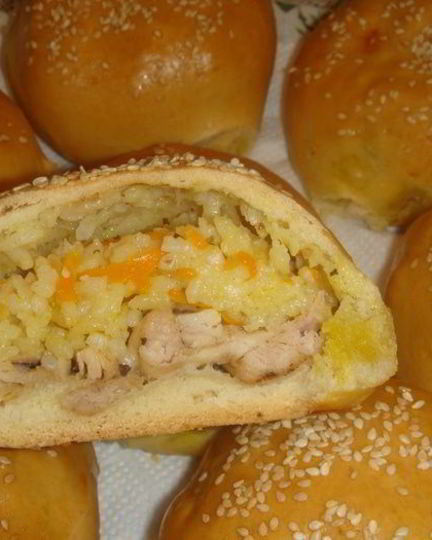 Рецепт риса с мясом в булочке
