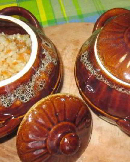 Рецепт риса с мясом в горшочках