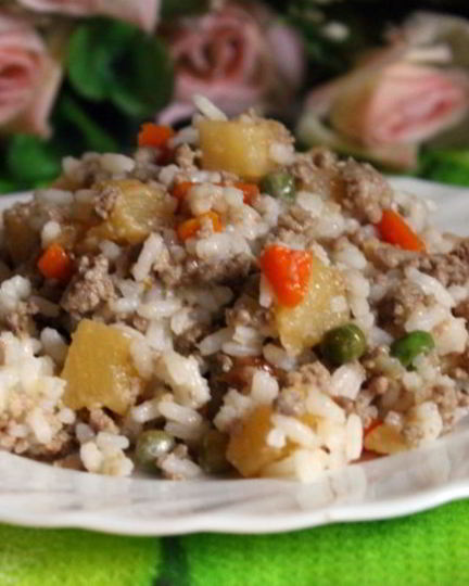 Рецепт риса с овощами и мясным фаршем