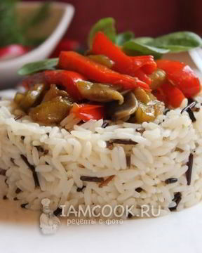 Рис с шампиньонами и цуккини