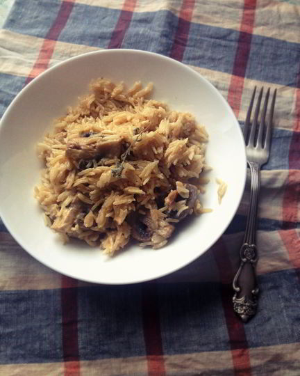 Рецепт сливочного риса с шампиньонами и орегано