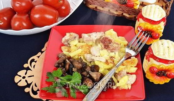 жареная картошка с мясом в мультиварке