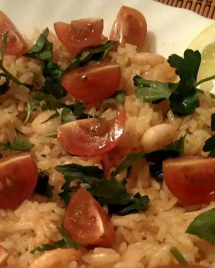 Рецепт жаренного риса с креветками и петрушкой