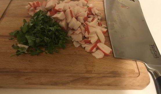 картофельное пюре с крабовым мясом