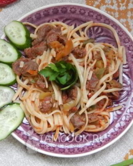 Рецепт лапши с говядиной