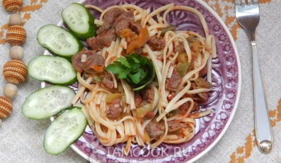 лапша с говядиной