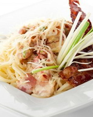 Лапша с соусом карбоната и сливками