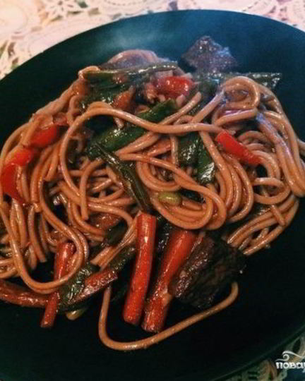 Рецепт лапши со свининой в соусе терияки