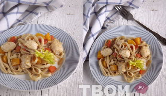 лапша удон с курицей и овощами