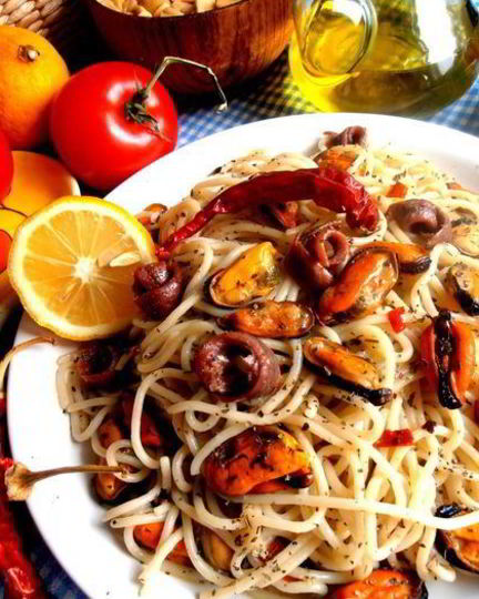 Рецепт быстрых спагетти с мидиями