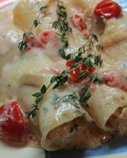 Рецепт каннелоней с овощным соусом и рыбным фаршем